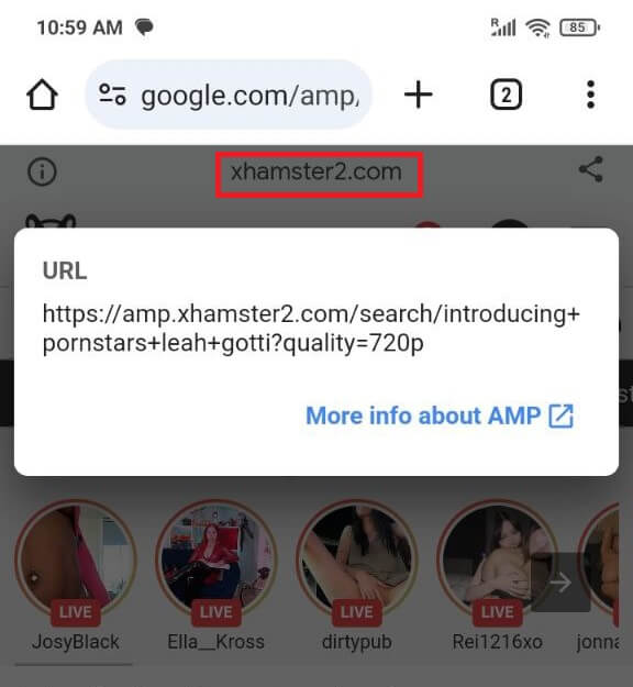 모바일에서 렌더링된 AMP 페이지 미리보기