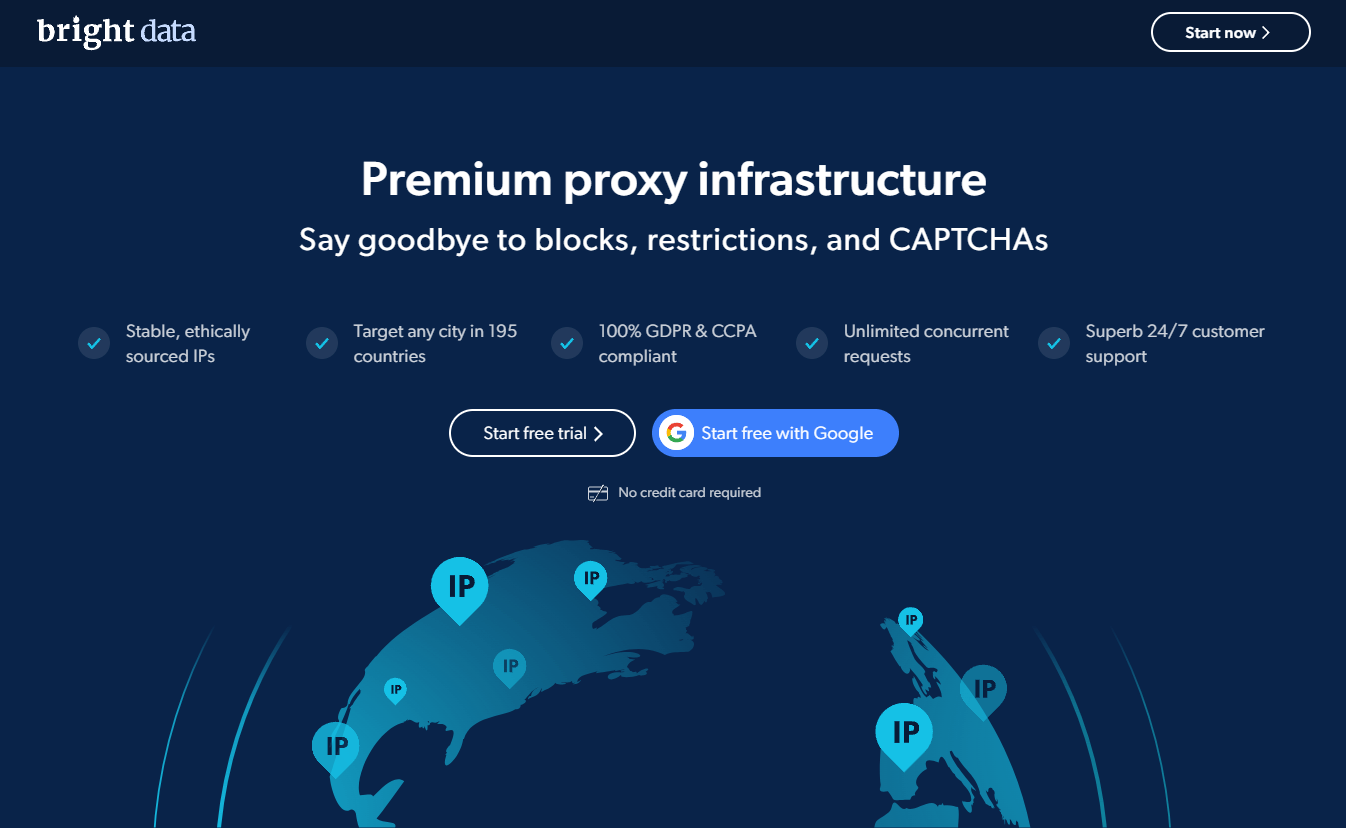 Carte Bright Data GeoSurf illustrant les points de sortie proxy