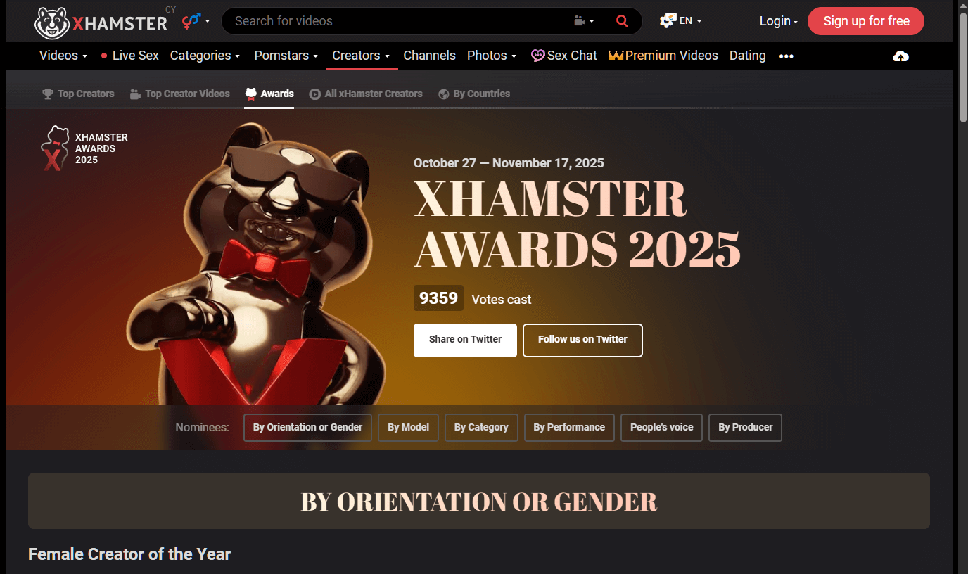 Grille d'accueil xHamster